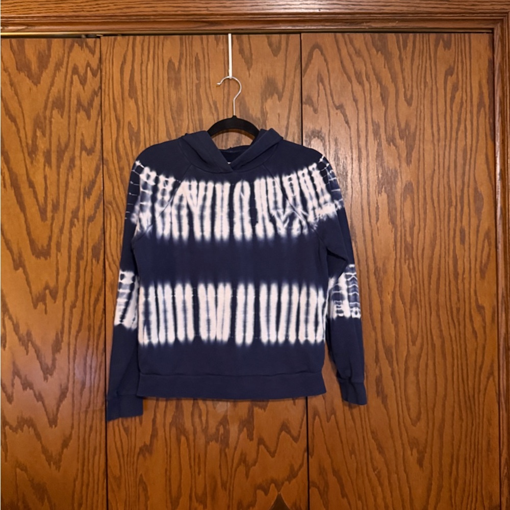 Madewell Navy Tie Dye Hoodie Small Cotton Pullover Sweatshirt